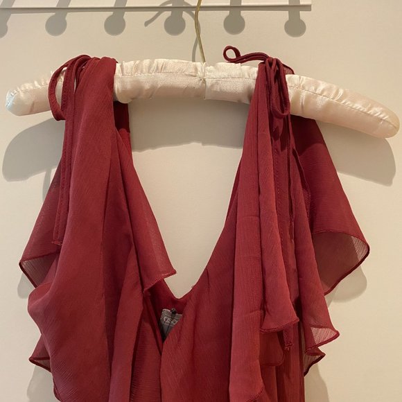 NWT Burgundy Formal ASOS Drape Chiffon Dress - Picture 5 of 11